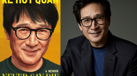 The cover of "Never Say Die" and author Ke Huy Quan. (Courtesy of Grand Central Publishing and Art Streiber)