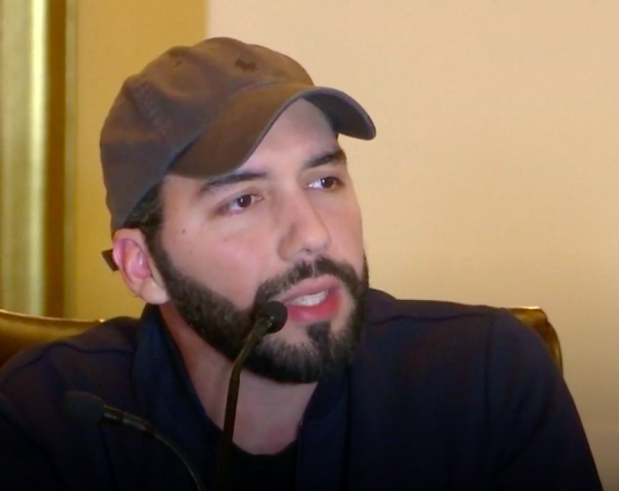UNPRECEDENTED APOLOGY: Salvadoran President Nayib Bukele speaking to repoters in San Salvador last week.