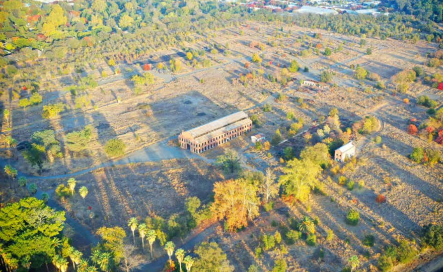 Aerial view of the Barber Yard project site