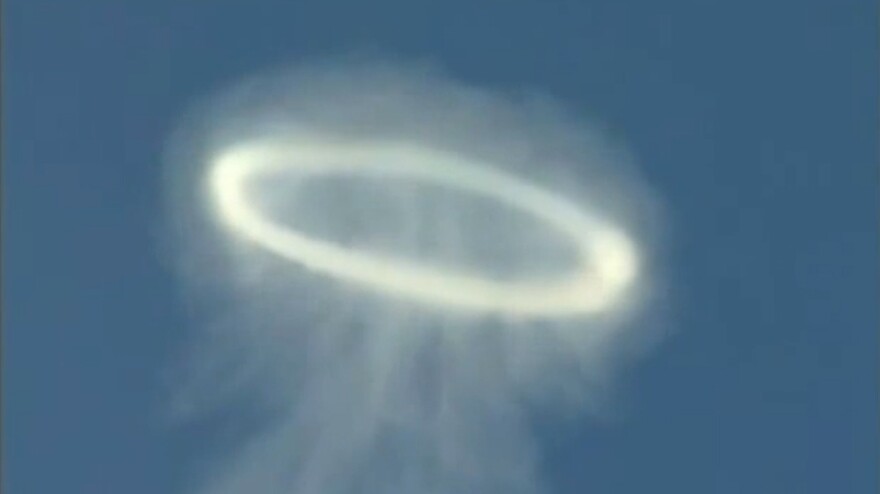 A smoke ring from Mt. Etna in Italy.