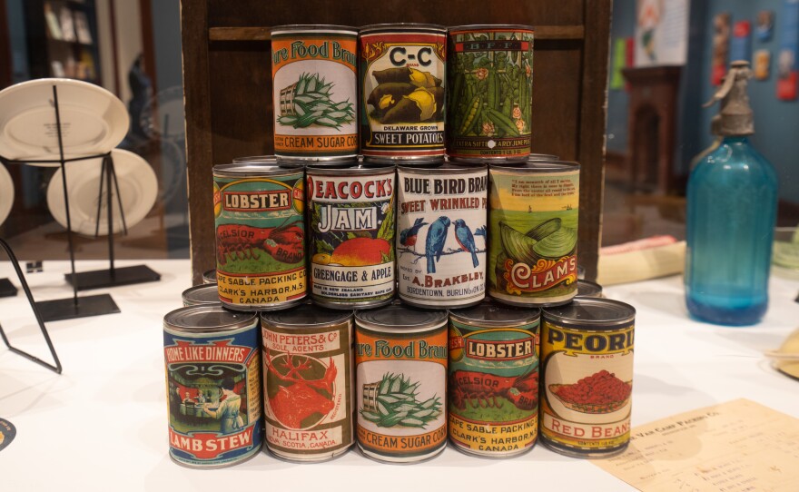 A stack of old-fashioned cans 