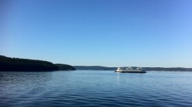 A Washington State ferry travels to Friday Harbor.