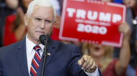 Vice President Mike Pence speaks at a campaign rally at U.S. Bank Arena, Thursday, Aug. 1, 2019, in Cincinnati. 