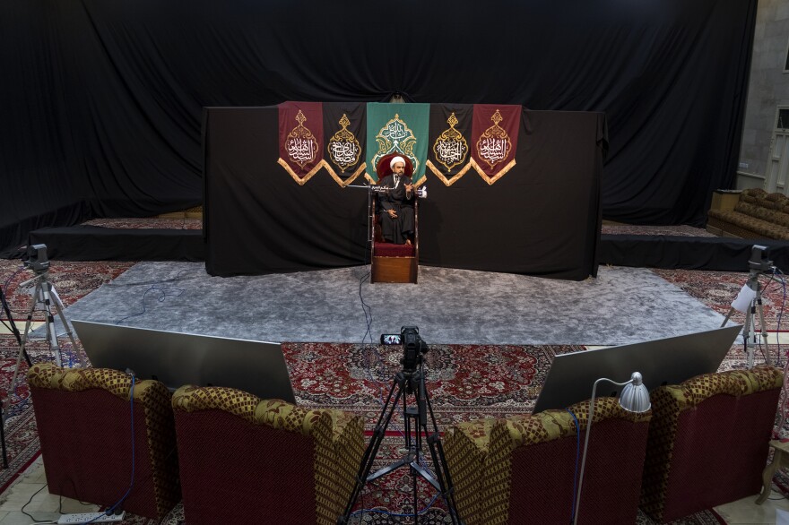 Under normal circumstances, the annual commemoration of Imam Mousa Al Kadhem, the seventh Shia Imam, would take place in a packed <em>matam</em>, or congregation hall. Instead, this year's sermon was live streamed to over 800 people in Bahrain and abroad. <em>March 19. Al Markh.</em>