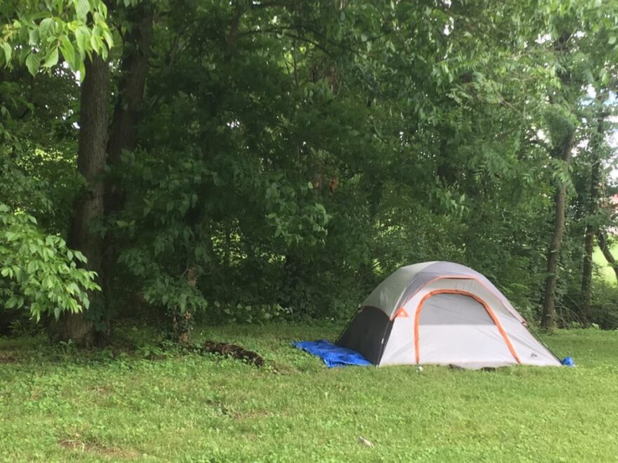 A tent used by a homeless person on the outskirts of Lexington, KY.