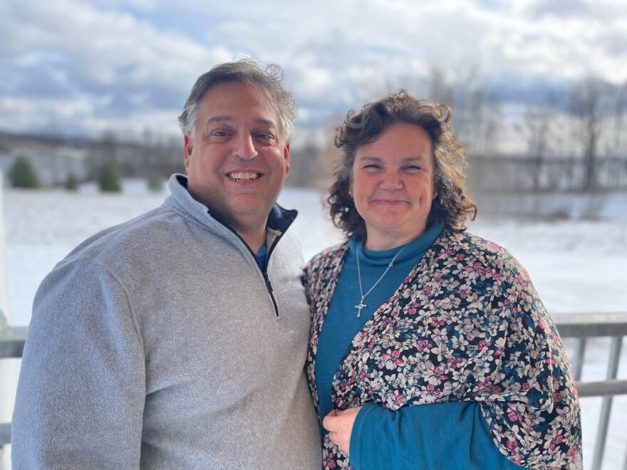 Scott and Theresa Cianciolo on the porch of the Agape Ministries house in Derby.