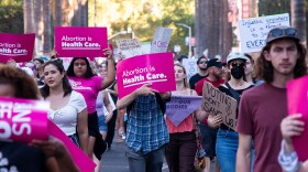 Hundreds of demonstrators from two separate groups converged at the California State Capitol Friday, June 24, 2022 to protest the U.S. Supreme Court decision to overturn Roe v. Wade, the decades-old ruling that legalized abortion.