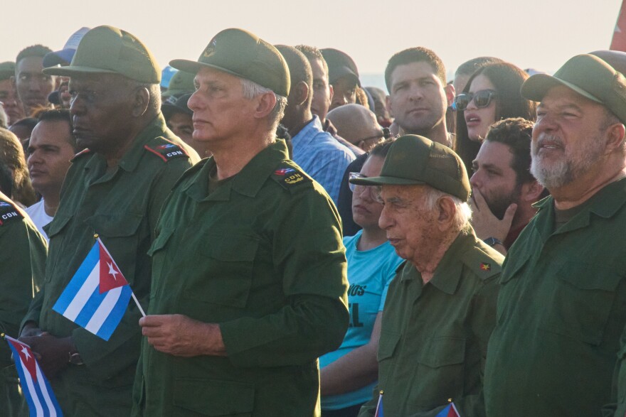 Cuban military leaders at a rally