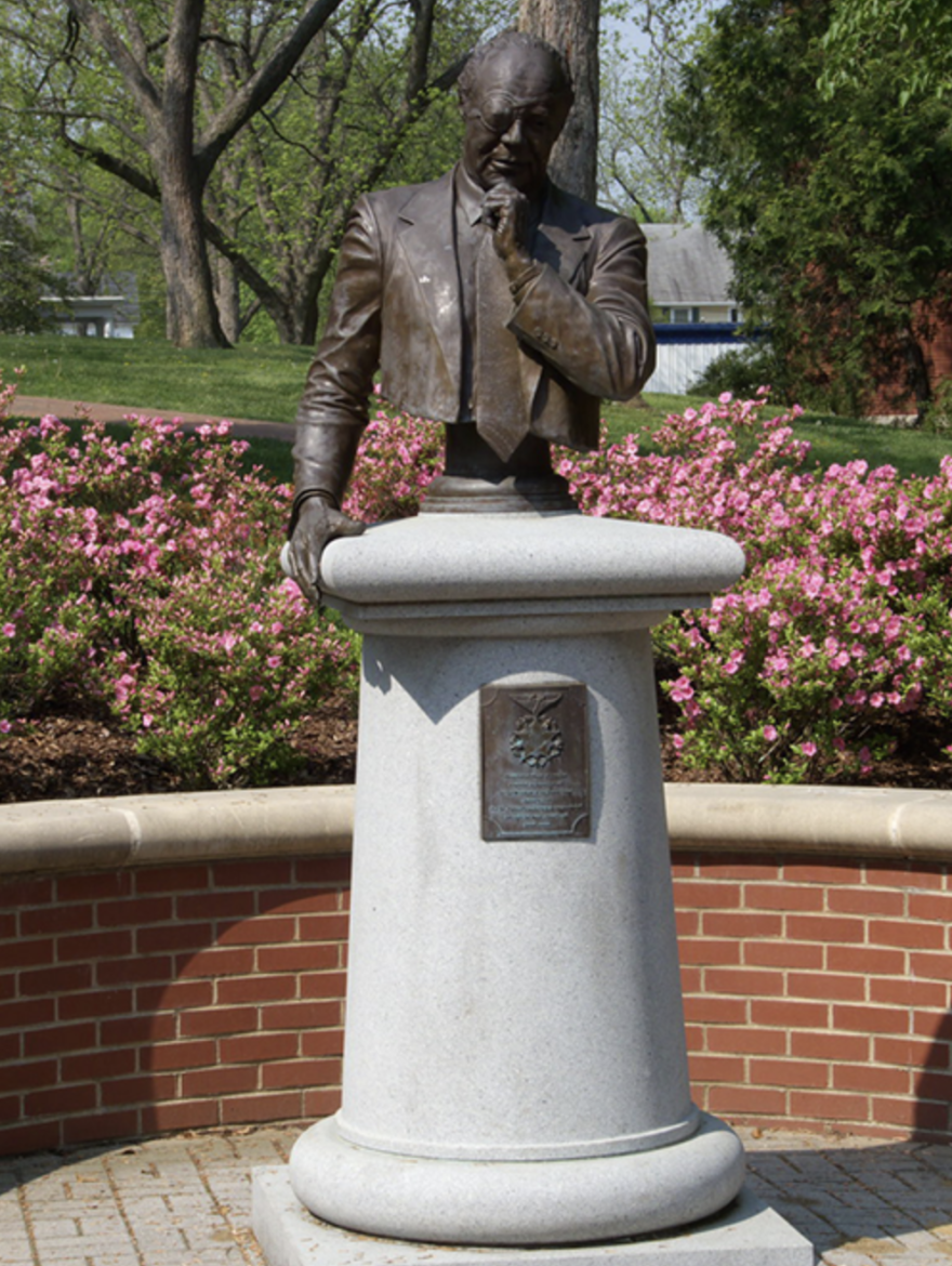 A bust of the late civil rights activist and college professor James Farmer is part of the new trail which passes through the campus of the University of Mary Washington in Fredericksburg.