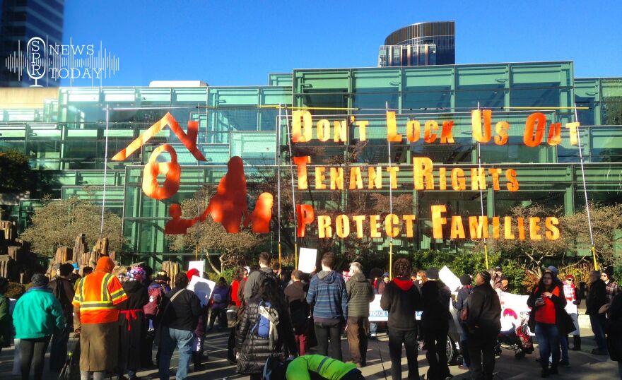 Activists rally for tenants rights in Seattle in 2017. In 2025, Washington passed a divisive rent control law, which is now causing some manufactured home park owners to consider selling their land.