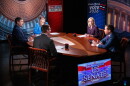 U.S. Senate candidates Ashley Hinson and Josh Turek take questions during a debate on Oct. 7, 2026, at Iowa PBS in Johnston.