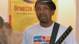 Charles Ellerbe, a guitarist in Ornette Coleman's Prime Time band, pictured at Coleman's loft in 2017.