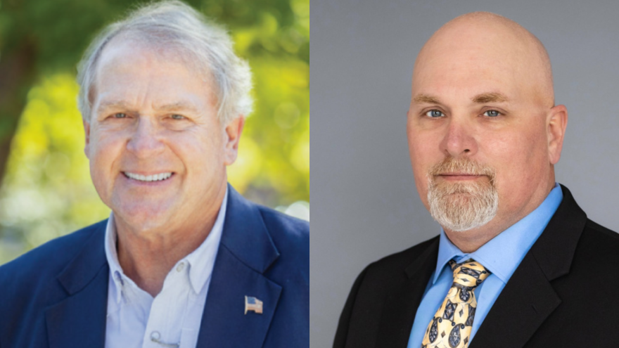 Indiana House District 46 candidates from left to right: Incumbent Republican Bob Heaton and Democrat James Pittsford III.