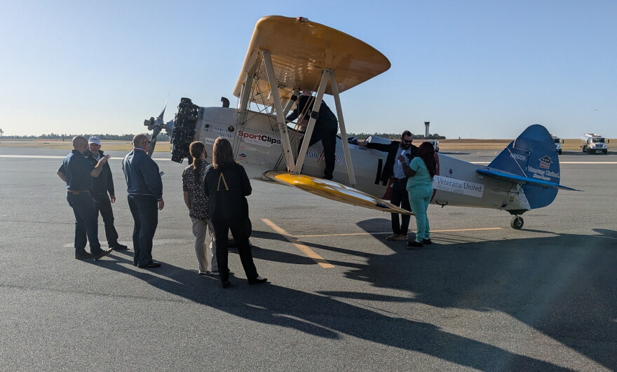 The WWII vintage Stearman biplane that took the Dream Flight vets aloft.