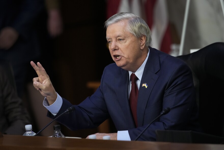 Sen. Lindsey Graham, R-S.C., questions Supreme Court nominee Judge Ketanji Brown Jackson during her Senate Judiciary Committee confirmation hearing on Wednesday.