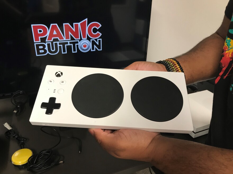 This adaptive controller made for the Xbox One game system was modeled after AbleGamers’ Adroit Switchblade adaptive controller.