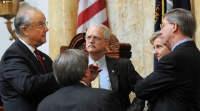 (From left) Senate President David Williams, R-Burkesville; Senate Majority Floor Leader Robert Stivers, R-Manchester; Senate Transportation Committee Chair Ernie Harris, R-Crestwood; Senate President Pro Tem Katie Kratz Stine, R-Southgate; and Senate App