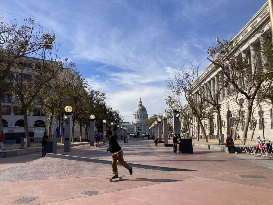 skateboarder at UN Plaza, San Francisco