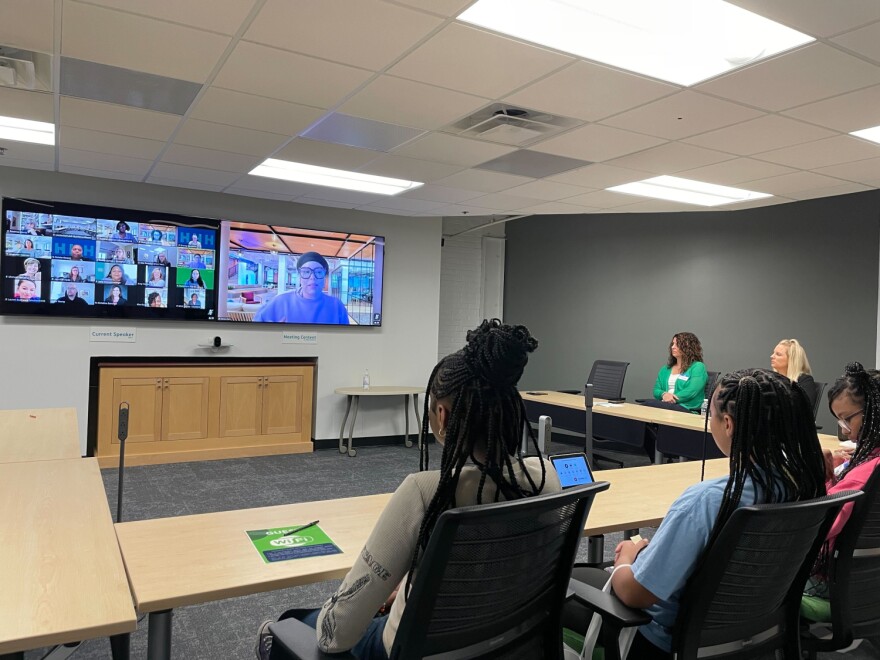 Middle school students in Louisville met with nurses who talked about their careers.