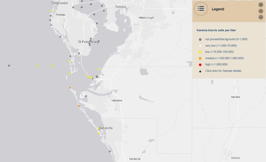 Map of red tide hotspots