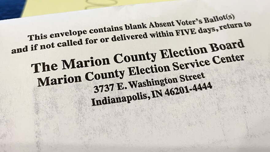 An envelope used to mail an absentee ballot from the Marion County Election Board.