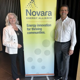 Kim Pearman-Gillman (left) is the interim CEO of the Novara Energy Institute. Dale Silha from McKinstry is one of its founding board members.