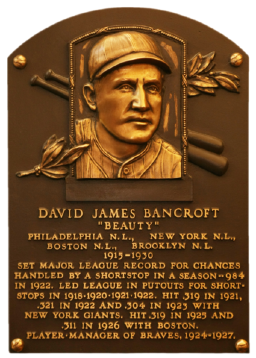 Dave Bancroft's plaque in the Baseball Hall of Fame