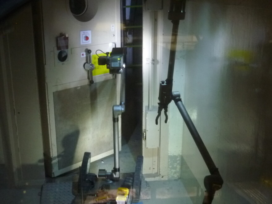 A robot works inside the No. 3 reactor building at the Fukushima Dai-ichi nuclear power plant on April 17.