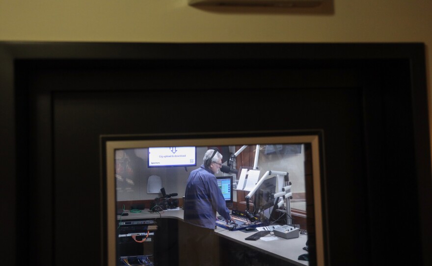 Alex Crichton goes live during a local newscast break on NPR’s “All Things Considered” on WXXI News on Monday, Feb. 9, 2026. 