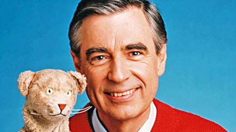Fred Rogers and Daniel Tiger in a promotional image for the documentary "Won't You Be My Neighbor"