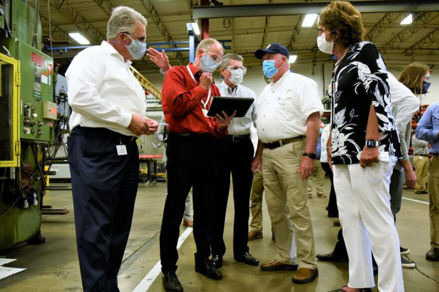 U.S. Department of Agriculture Secretary Sonny Perdue and Rep. Jackie Walorski (R-Jimtown) take a tour of CTB Manufacturing before a town hall at the company's headquarters.