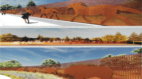 A rendering of the steel fence of the Morning Star American Indian Village.