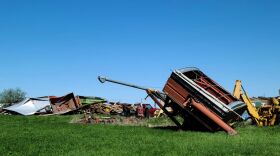Damage from the tornado in southern McDonough County on April 17, 2026.