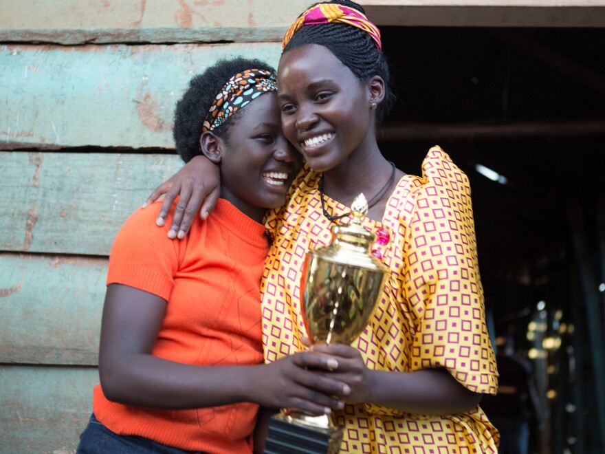 First-time film actress Madina Nalwanga (left) says she often copied co-star Lupita Nyong'o's warm-up exercises on the set of <em>Queen of Katwe</em>.