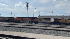 Trains are stationed outside the Union Pacific Davidson Yard on West Vickery Boulevard.