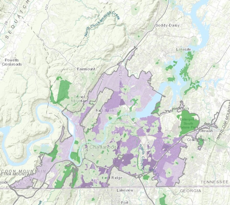 A map of park investments in Chattanooga.