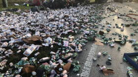 A semi truck crashed and spilled thousands of cans of soda it was carrying across the roadway and shoulder of County Road 74 in Charlotte County Tuesday morning. Two other semis were involved in the fatal crash.