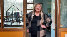 KAXE CEO/General Manager Sarah Bignall poses in the KAXE studios in Grand Rapids.