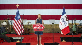 Republican U.S. Senate candidate Ashley Hinson speaks at a fundraising event on Aug. 29, 2026.
