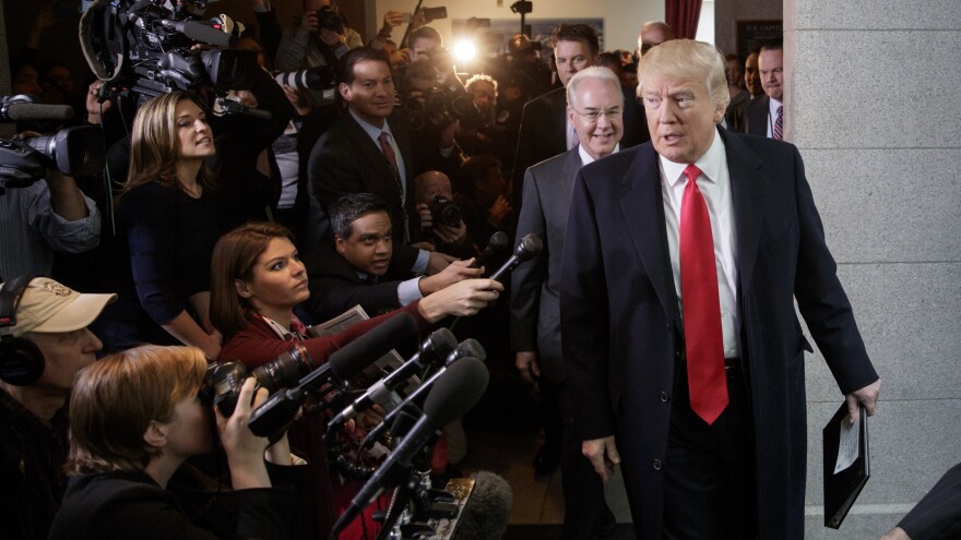 President Trump and Health and Human Services Secretary Tom Price visit Capitol Hill to rally support for the Republican health care bill.