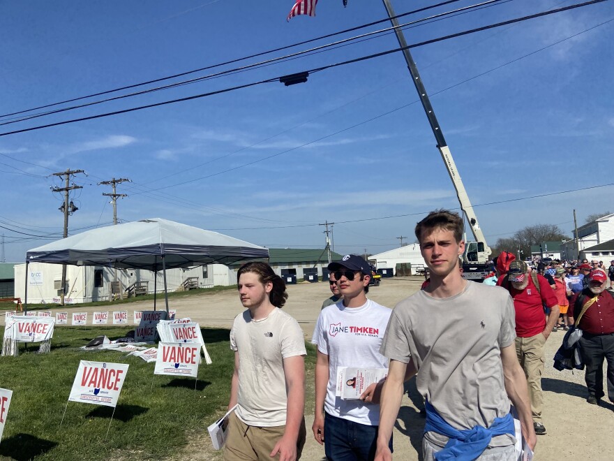 People who support candidates other than Trump endorsed JD Vance attended the Trump rally in Delaware, Ohio on April 23, 2022