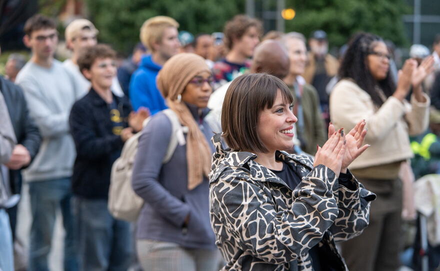 Members of the audience applauding the Jaleel Shaw Trio at A Love Park Supreme.