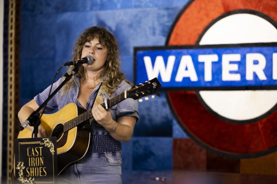 Nicole Ridgewell of Cast Iron Shoes performs on the Waterloo Records stage.