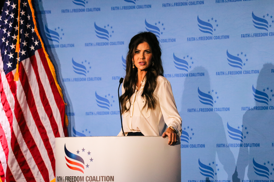 Secretary of Homeland Security Kristi Noem says the Trump administrations increase in deportations has persuaded more people in the United States without legal status to leave the country voluntarily.