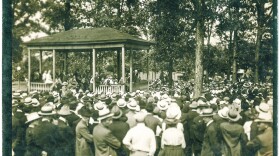 Eugene Debs speaks to a crowd at Nimisilla Park in Canton in June 1918. Debs was arrested for his anti-war comments.