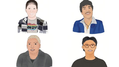 From top left, clockwise: Carrboro Town Council Member Catherine Fray, labor activist and drag performer X Meza, martial arts coach and Play Fight Move founder Alija Montes, and Youth Rock NC board co-chair Sunshine Adam.