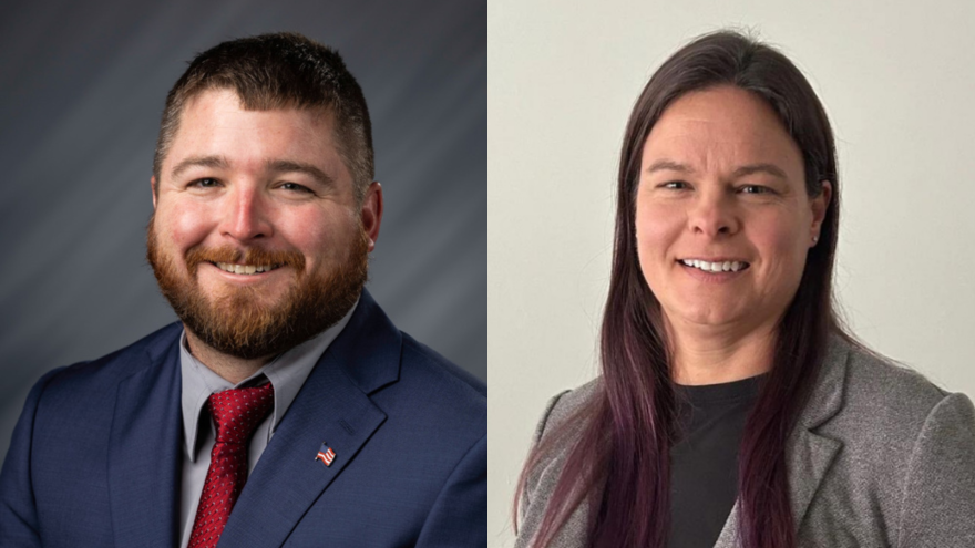 Indiana House District 13 candidates from left to right: Republican Matt Commons and Democrat Brenna Geswein.