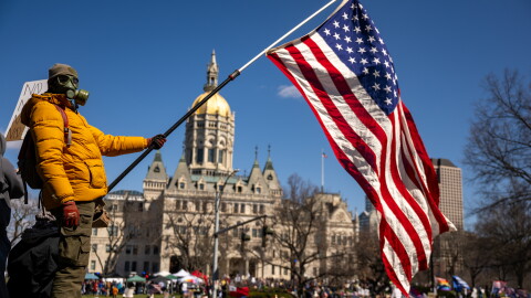 FILE: Thousands rally at the “No Kings” protest at the capitol in Hartford on March 28, 2026.