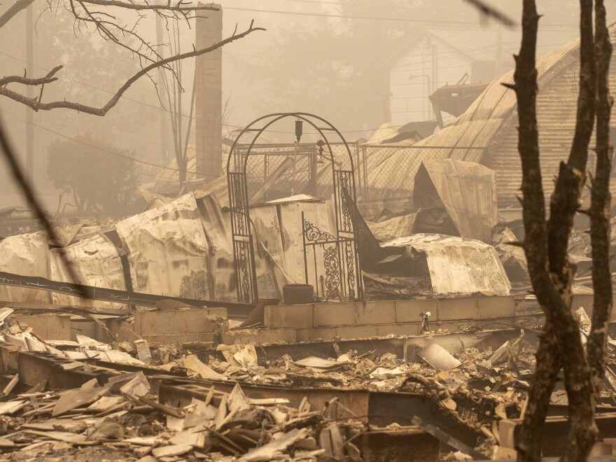 Many homes were destroyed by the Beachie Creek Fire in Gates, Ore., in September 2020. The Federal Emergency Management Agency is supposed to help people who have lost property, maybe even their homes, in a natural disaster. But year after year, FEMA has been denying a higher percentage of claims.