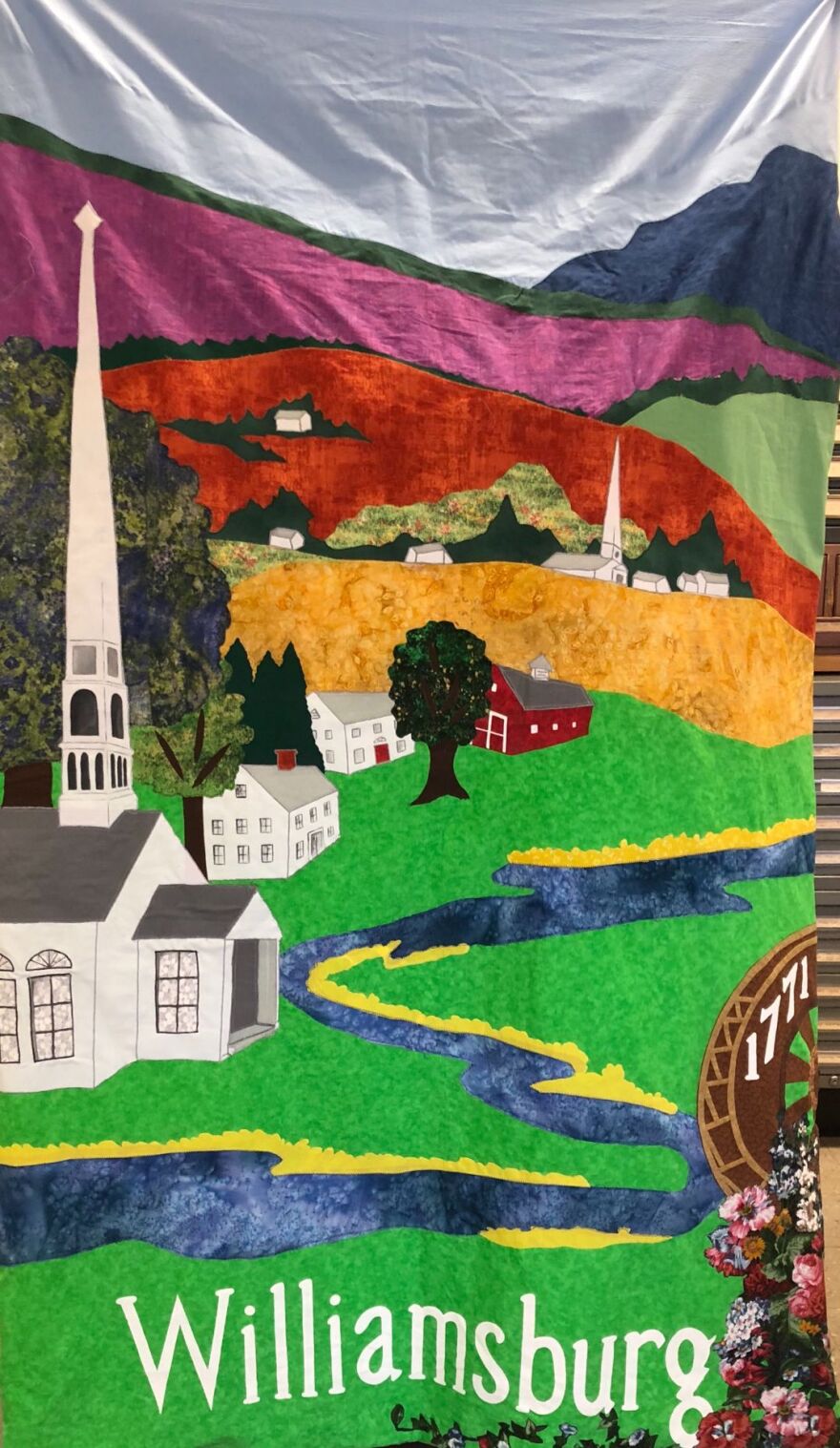 A photograph of Williamsburg, Massachusetts' town flag that will be displayed in Boston in the Great Hall.